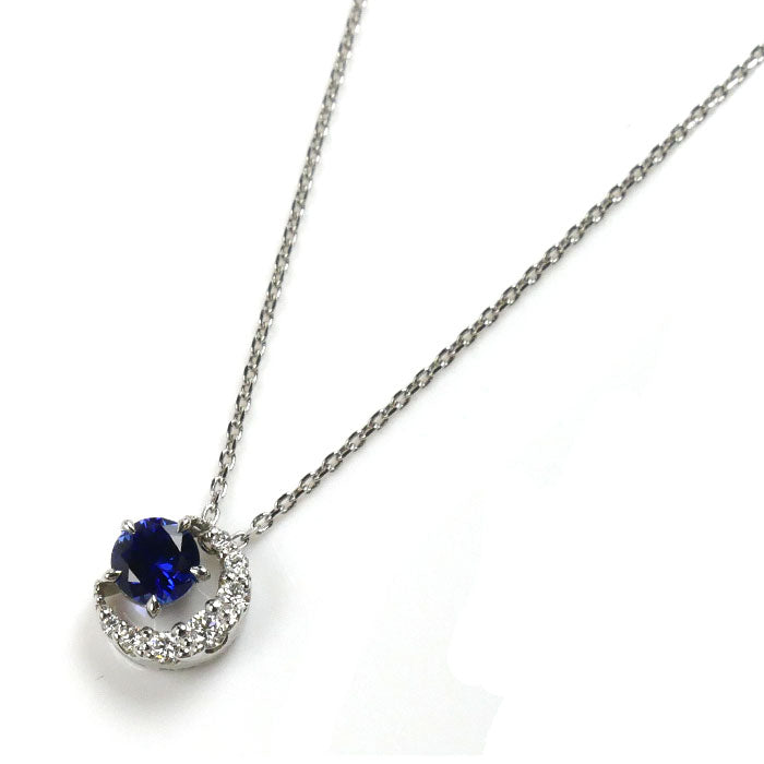 STAR JEWELRY スタージュエリー Pt950プラチナ ムーンライト ネックレス サファイア ダイヤモンド0.07ct 2.9g  40～45cm レディース – 古恵良質店