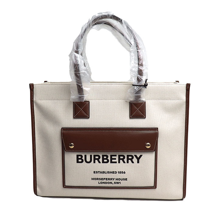 BURBERRY バーバリー ミディアム フレヤトート トートバッグ ナチュラル／タン 8044129 A1395 レディース – 古恵良質店