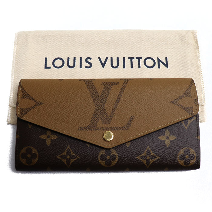 LOUIS VUITTON ルイ・ヴィトン ポルトフォイユ・サラ 長財布 モノグラムジャイアント リバース ブラウン M80726 IC レディース【中古】【極美品】