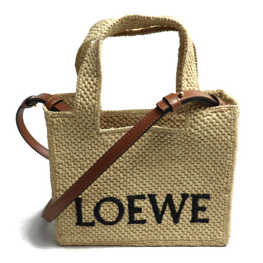 LOEWE ロエベ フォント トート ミニ（ラフィア） 2Wayショルダーバッグ ナチュラル A685V46X01 レディース【中古】【美品】