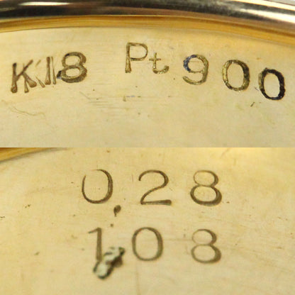 K18YG イエローゴールド Pt900プラチナ リング・指輪 エメラルド1.08ct ダイヤモンド0.28ct 19号 21.1g メンズ【中古】