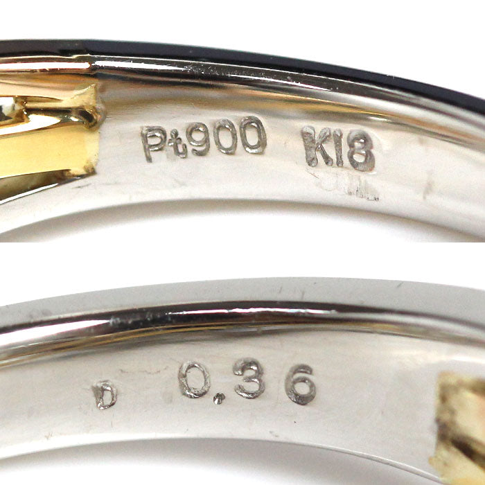 Pt900/K18YG リング・指輪 ダイヤモンド0.36ct 12号 5.8g レディース【中古】