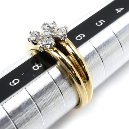 Vendome Aoyama ヴァンドーム青山 K18YG/Pt900 ダイヤ リング・指輪 ダイヤモンド0.13ct 7号 4.0g フラワー レディース【中古】【美品】