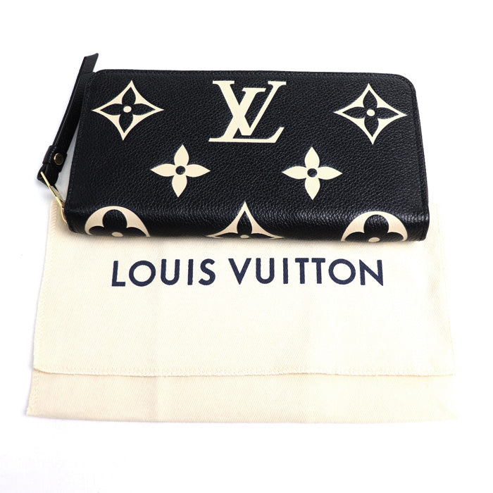 LOUIS VUITTON ルイ・ヴィトン ジッピーウォレット 長財布 ラウンドファスナー バイカラーアンプラント ブラック/ベージュ M80481 IC レディース【中古】【美品】