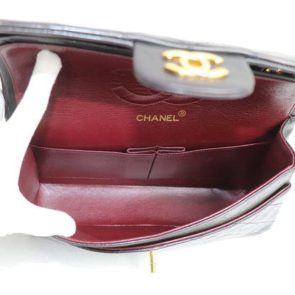 CHANEL シャネル マトラッセ Wフラップ チェーンショルダー ショルダーバッグ ブラック A01113 レディース【中古】