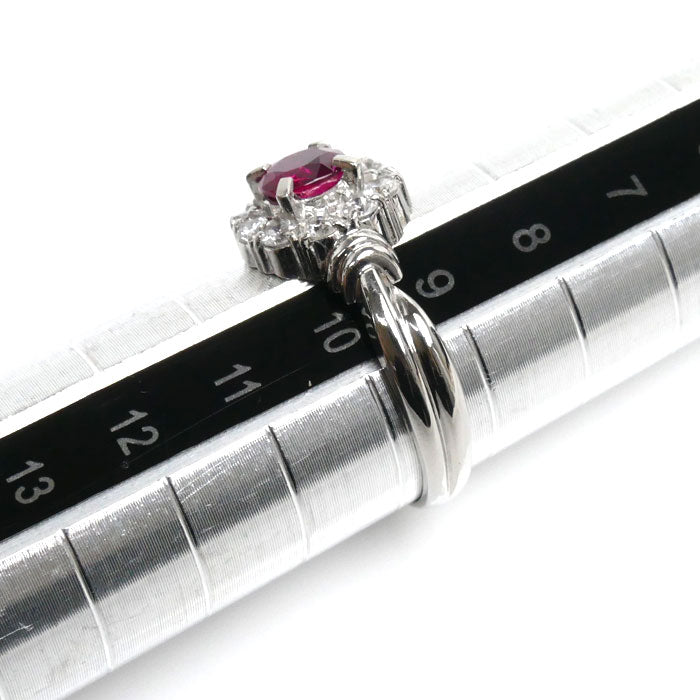 Pt900プラチナ ルビー ダイヤ リング・指輪 ルビー0.62ct ダイヤモンド0.31ct 9.5号 4.4g レディース【中古】