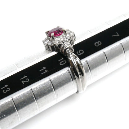 Pt900プラチナ ルビー ダイヤ リング・指輪 ルビー0.62ct ダイヤモンド0.31ct 9.5号 4.4g レディース【中古】