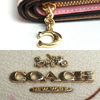 COACH コーチ スナップ ウォレット フローラルプリント 二つ折り財布 マルチカラー C8691 レディース【中古】