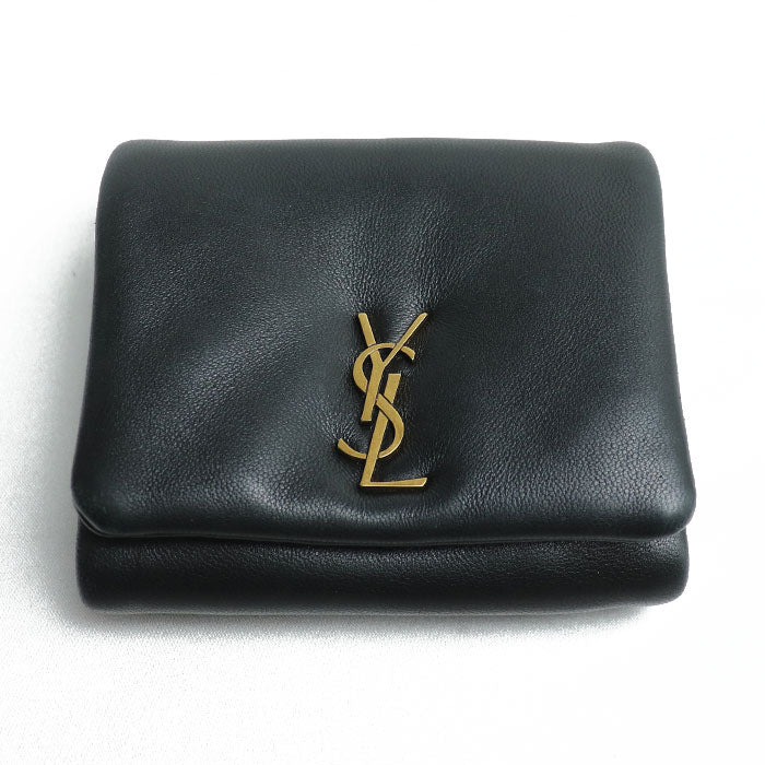 SAINT LAURENT PARIS サンローランパリ カリプソ コンパクトウォレット 三つ折り財布 ブラック 764000AACX71000 レディース【中古】