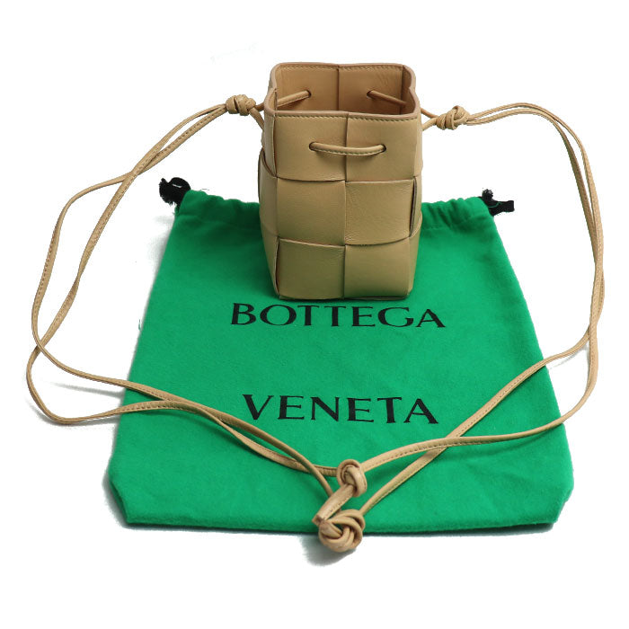 BOTTEGAVENETA ボッテガヴェネタ ミニ カセット バケット ショルダーバッグ ポリッジ(ベージュ系） 680217VCQC49776 レディース【中古】【美品】