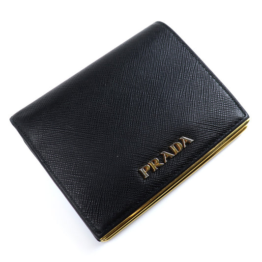 PRADA プラダ サフィアーノ 二つ折り財布 ブラック 1MV204 レディース【中古】