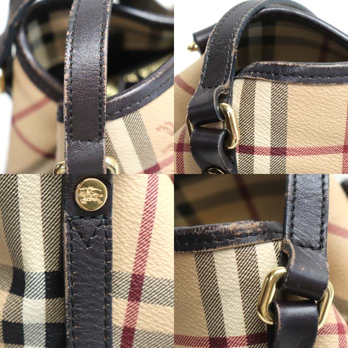 BURBERRY バーバリー ノバチェック ホースフェリー トート トートバッグ ベージュ ブラウン 3741175-2070T レディース【中古】