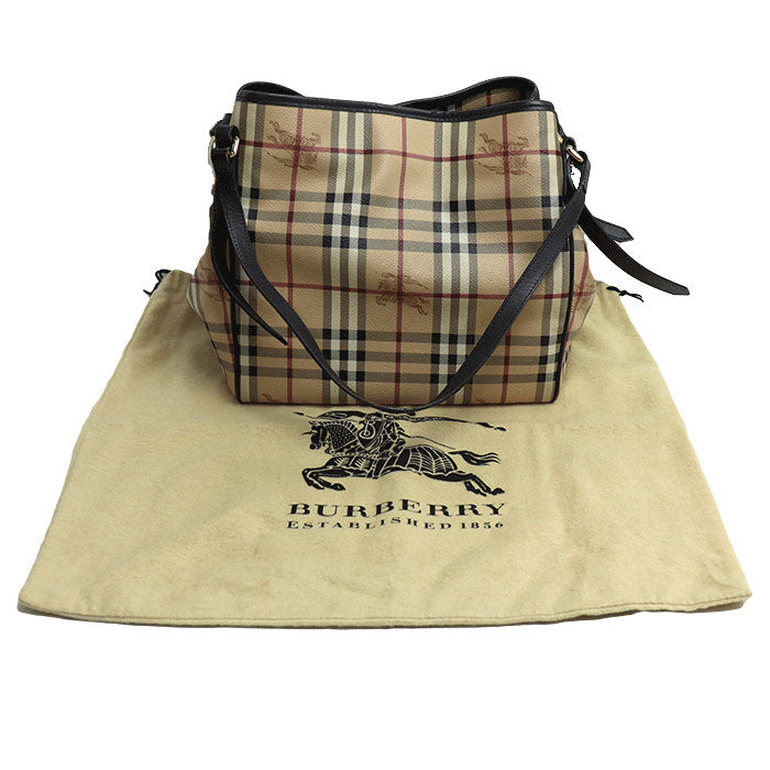 BURBERRY バーバリー ノバチェック ホースフェリー トート トートバッグ ベージュ ブラウン 3741175-2070T レディース【中古】