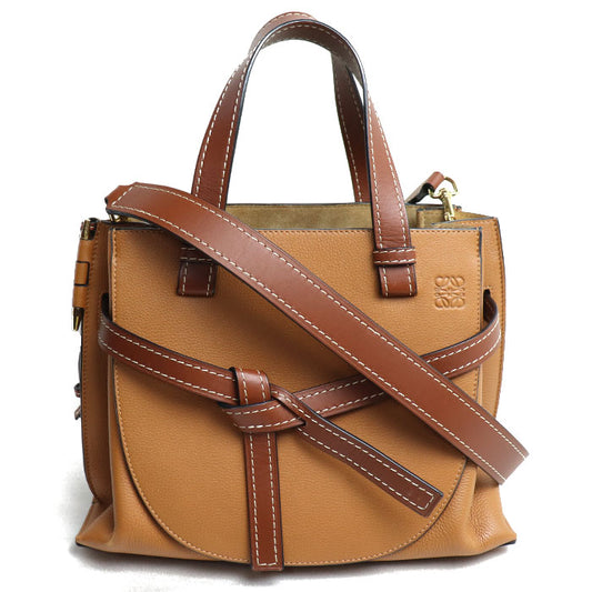 LOEWE ロエベ ゲート トップハンドル 2Wayショルダーバッグ ブラウン キャメル 321.12.U61 レディース【中古】