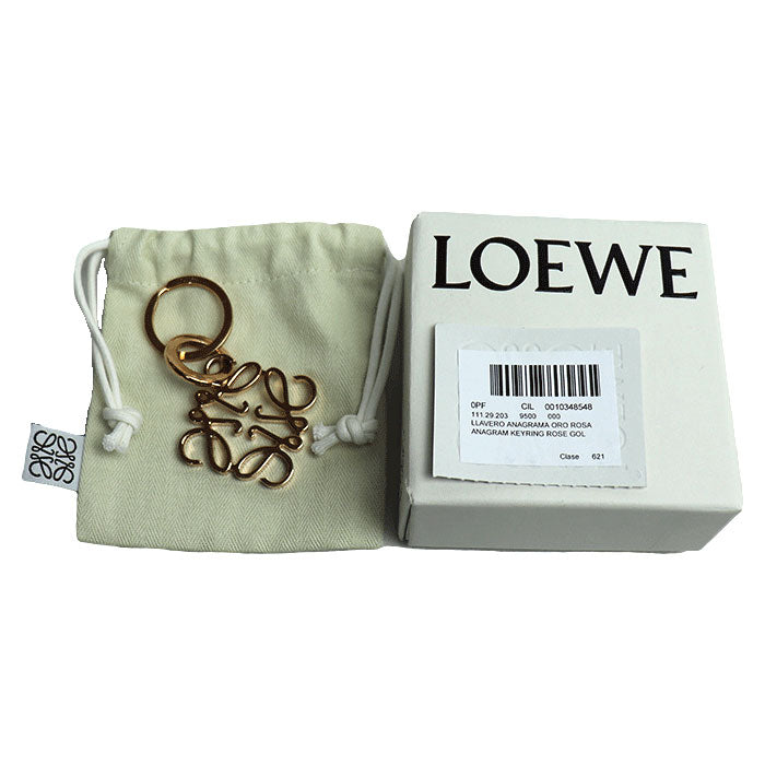 LOEWE ロエベ アナグラム キーリング キーホルダー ローズゴールド 111.29.203 レディース【中古】