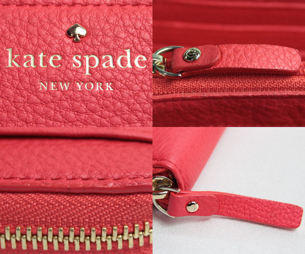 Kate Spade ケイトスペード 長財布 ラウンドファスナー 赤系 オレンジ PWRU1801 レディース【中古】