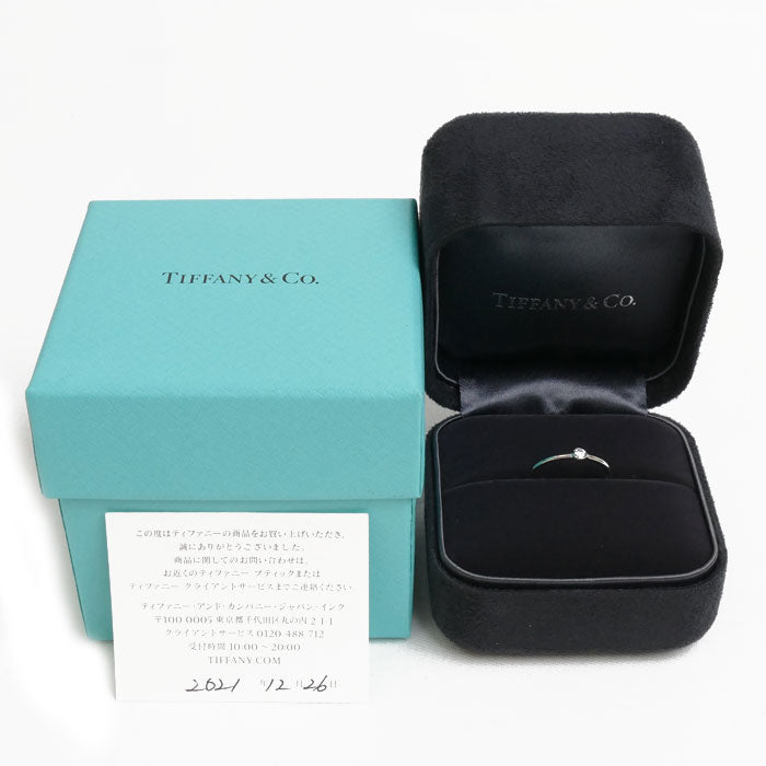 TIFFANY&Co. ティファニー Pt950プラチナ ウェーブ ダイヤ リング・指輪 ダイヤモンド 7.5号 1.4g レディース【中古】【美品】