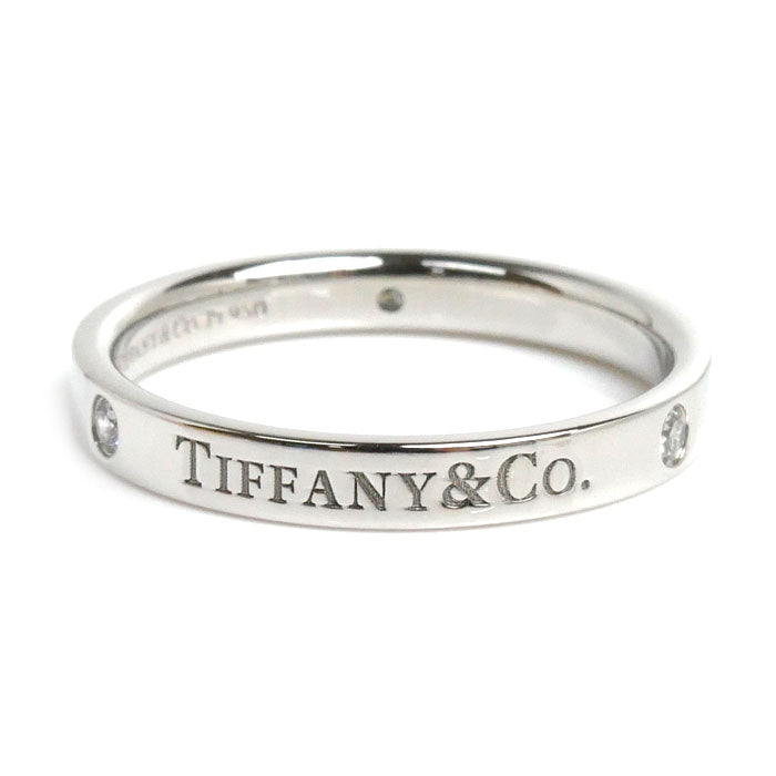 TIFFANY&Co. ティファニー Pt950プラチナ フラットバンド 3P ダイヤ リング・指輪 ダイヤモンド 18.5号 5.8g メンズ【中古】【美品】