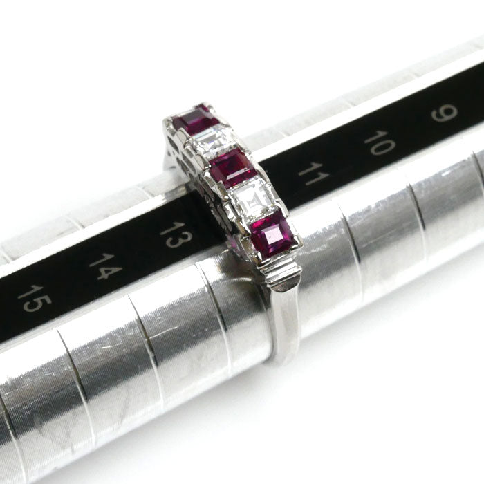 Pt900プラチナ ルビー ダイヤ リング・指輪 ルビー0.44ct ダイヤモンド0.29ct 12号 3.8g レディース【中古】