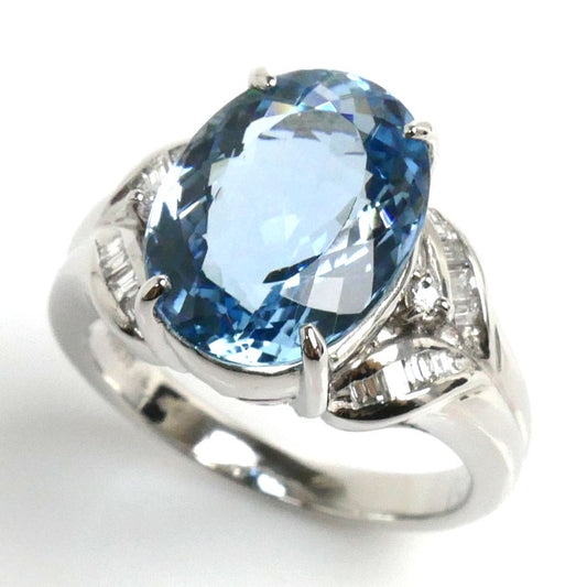 Pt900プラチナ アクアマリン リング・指輪 アクアマリン4.46ct ダイヤモンド0.22ct 11.5号 8.3g レディース【中古】【美品】