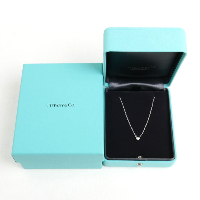 TIFFANY&Co. ティファニー Pt950プラチナ ハート バイザヤード ダイヤ ネックレス 71934950 ダイヤモンド 2.6g 41cm 日本限定 レディース【中古】【美品】