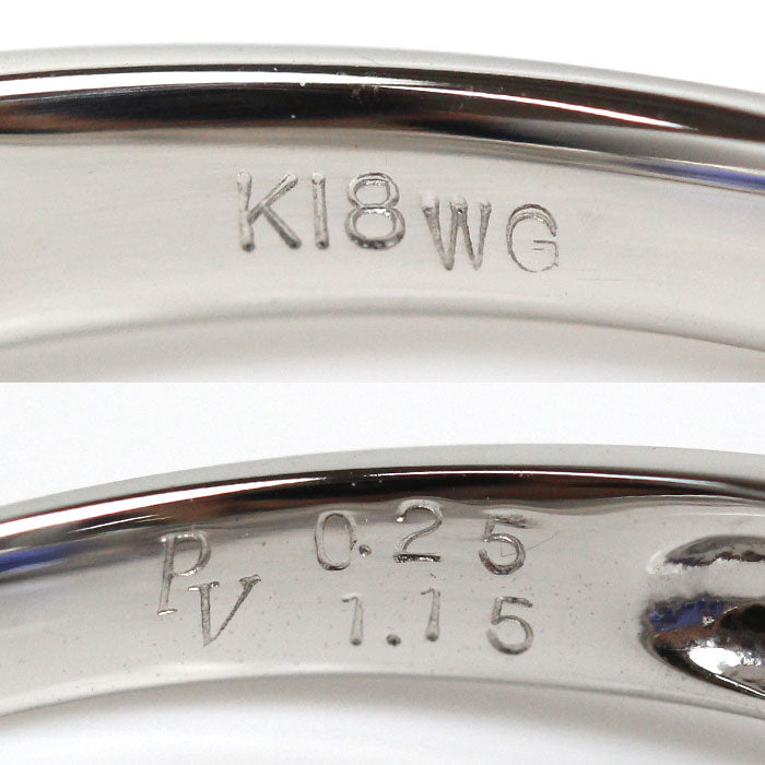 Ponte Vecchio ポンテヴェキオ K18WG ホワイトゴールド リング・指輪 サファイア1.15ct ダイヤモンド0.25ct 18号 3.7g レディース【中古】【美品】