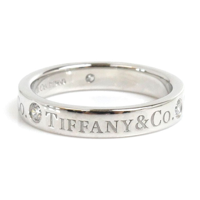 TIFFANY&Co. ティファニー Pt950プラチナ フラットバンド 3Pダイヤ リング・指輪 ダイヤモンド 5号 4.1g レディース【中古】【美品】