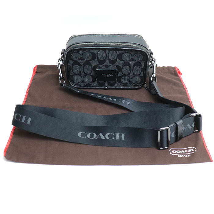 COACH コーチ ワイアット クロスボディ・シグネチャー キャンバス ショルダーバッグ ブラック CM109 QBMI5 メンズ【中古】