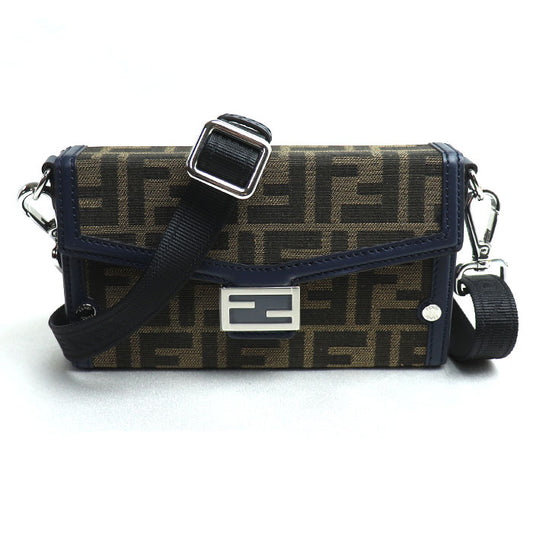 FENDI フェンディ バゲット ソフトトランク フォンポーチ ショルダーバッグ ネイビー ブラウン 7AS139 AFBV F1MLW ユニセックス【中古】【美品】