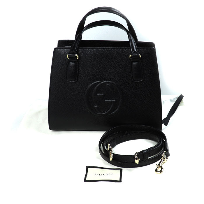 GUCCI グッチ ソーホー 2Wayショルダーバッグ ブラック 607722 CAO0G 1000 アウトレット レディース【中古】【美品】