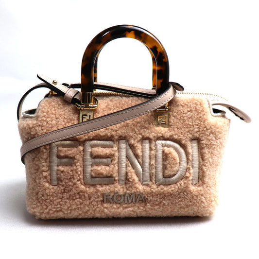 FENDI フェンディ バイザウェイ ミニ 2Wayショルダーバッグ ベージュ ピンク 8BS067 ALP2 F136T  レディース【中古】【美品】