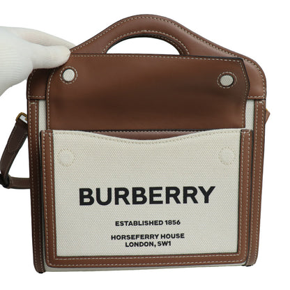 BURBERRY バーバリー ミニ ポケットバッグ 2Wayショルダーバッグ ベージュ ナチュラル/モルトブラウン 8039361 レディース【中古】【美品】