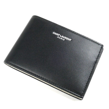 SAINT LAURENT PARIS サンローランパリ 二つ折り財布 ブラック アイボリー 779760AADAQ1031 メンズ【中古】【美品】