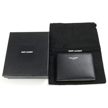 SAINT LAURENT PARIS サンローランパリ 二つ折り財布 ブラック アイボリー 779760AADAQ1031 メンズ【中古】【美品】