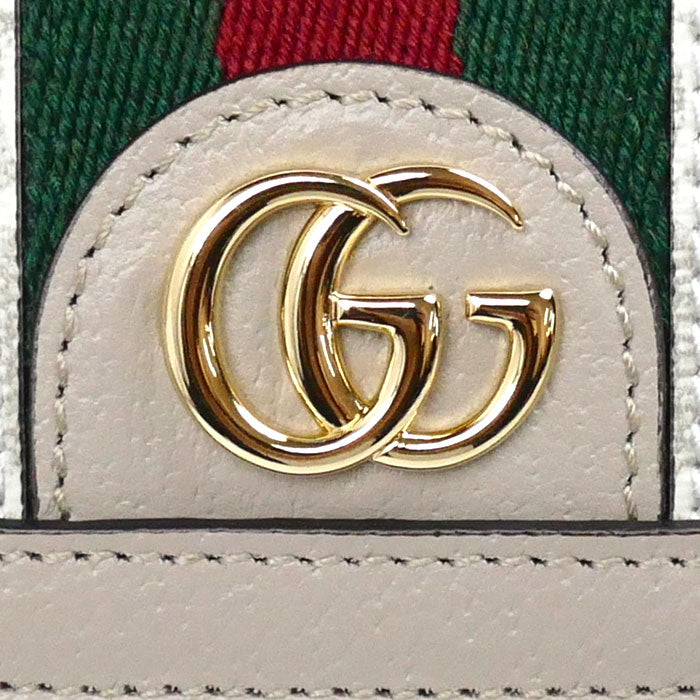 GUCCI グッチ オフィディア GG カードケース ウォレット 二つ折り財布 ベージュ ホワイト 598662 UULAG 9682 レディース【中古】【美品】