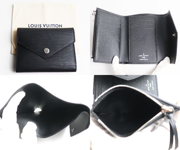 LOUIS VUITTON ルイ・ヴィトン ポルトフォイユ・ヴィクトリーヌ 三つ折り財布 エピ ブラック M62173 SP3179 レディース【中古】【美品】