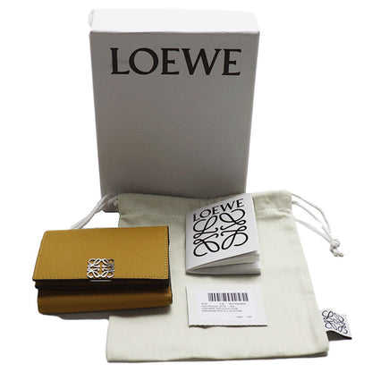 LOEWE ロエベ トライフォールド ウォレット  三つ折り財布 アナグラム  からし色 C821TR2X02 8110 レディース【中古】