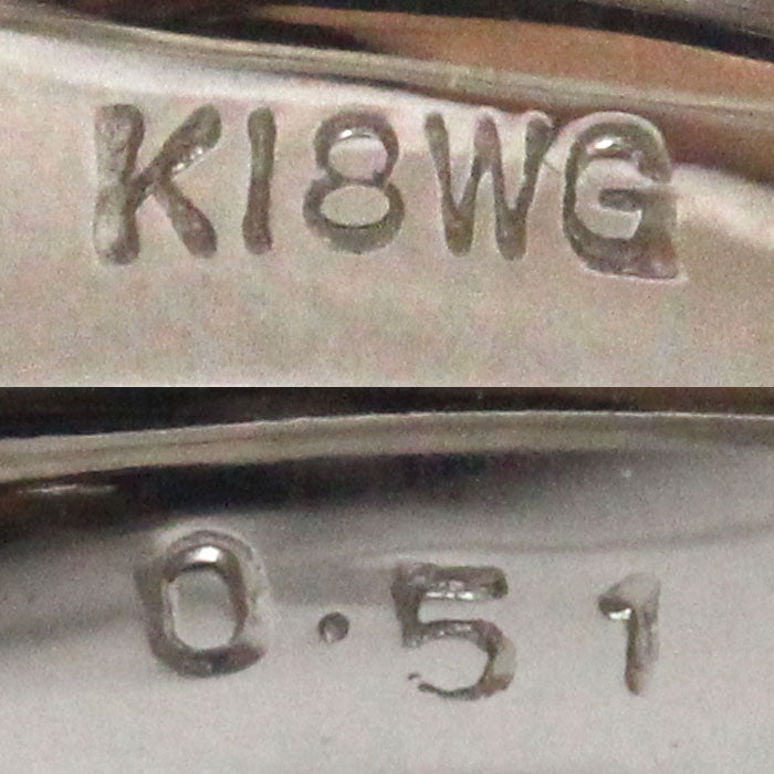 K18WG ホワイトゴールド リング・指輪 ダイヤモンド0.51ct 13号 8.6g レディース【中古】【美品】