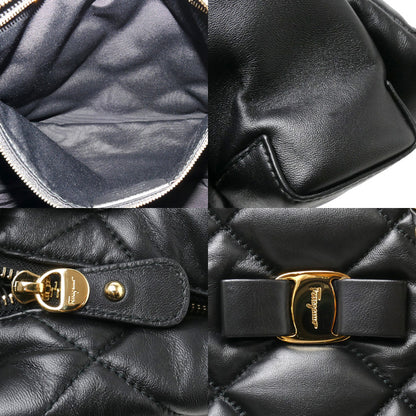 Salvatore Ferragamo サルヴァトーレフェラガモ キルティングチェーンショルダー トートバッグ ヴァラ ブラック AB-21 E766 レディース【中古】【美品】