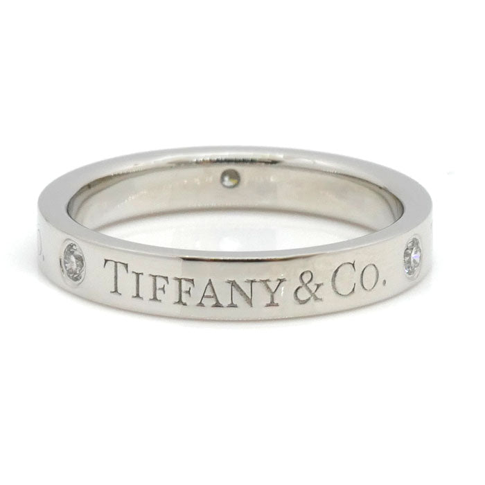 TIFFANY&Co. ティファニー Pt950プラチナ フラット バンドリング 3Pダイヤ リング・指輪 60001881 ダイヤモンド 9号 4.9g レディース【中古】【美品】