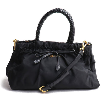 PRADA プラダ リボン モチーフ 2Wayショルダーバッグ ブラック BN1631 レディース【中古】