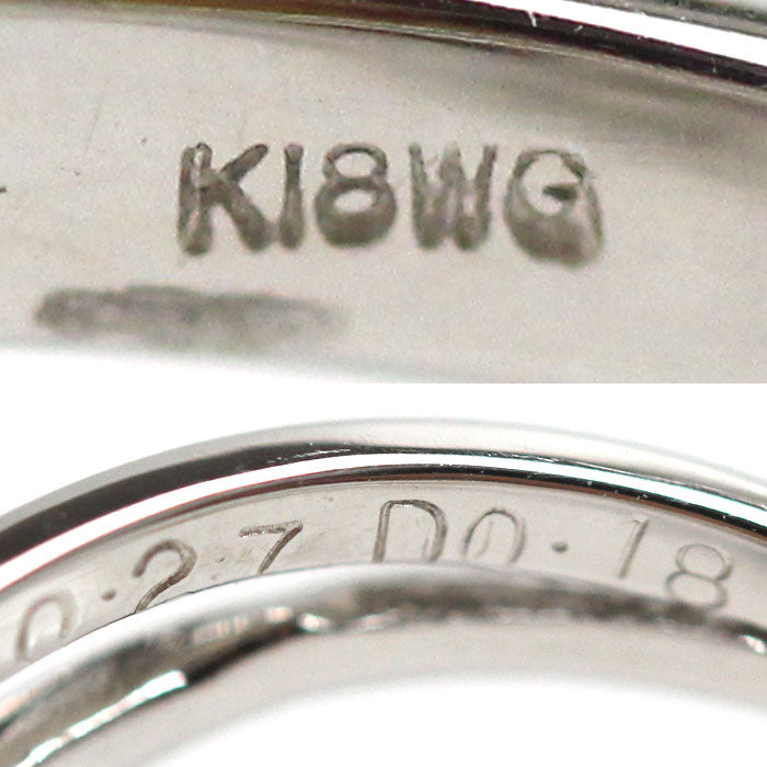 K18WG ホワイトゴールド フラワー リング・指輪 ルビー0.27ct ダイヤモンド0.18ct 9号 3.3g レディース【中古】【美品】