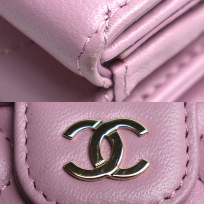 CHANEL シャネル マトラッセ クラシック スモール フラップ ウォレット 三つ折り財布 ピンク AP0230 レディース【中古】