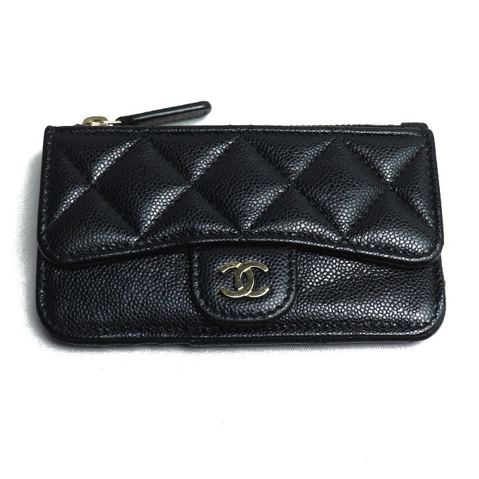 CHANEL シャネル マトラッセ クラシック ジップ カードケース コインケース ブラック AP2570 レディース【中古】