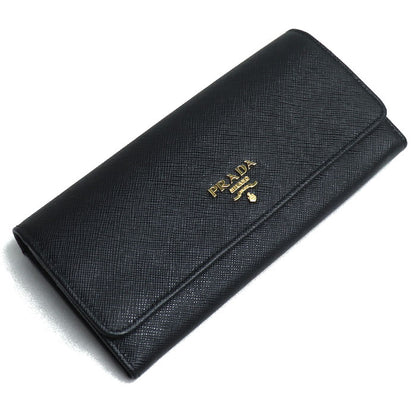 PRADA プラダ サフィアーノレザー 長財布 ブラック マルチ 1MH132 ZLP レディース【中古】