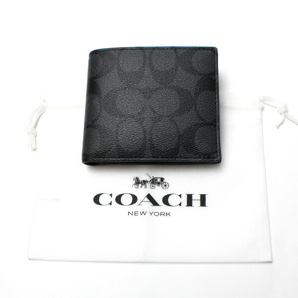 COACH コーチ コイン ウォレット シグネチャー キャンバス 二つ折り財布 ブラック チャコール F75006 アウトレット メンズ – 古恵良質店