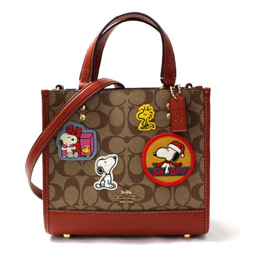 COACH コーチ COACH X PEANUTS デンプシー トート 22・シグネチャー キャンバス・パッチ トートバッグ カーキ/レッドウッド/マルチ CE851 IMT1O レディース【未使用】【買取品】