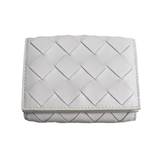 BOTTEGAVENETA ボッテガヴェネタ イントレチャートナッパウォレット 三つ折り財布 BIANCO ホワイト 635561 レディース【中古】