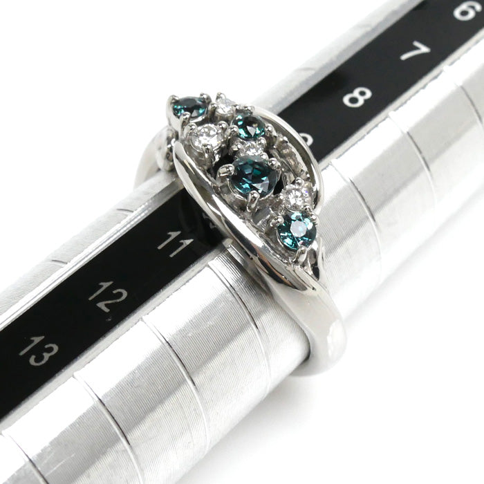 Pt900プラチナ アレキサンドライト リング・指輪 アレキサンドライト0.33ct ダイヤモンド0.08ct 10号 6.2g レディース【中古】【美品】