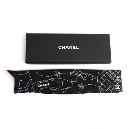 CHANEL シャネル グッズ モチーフ スカーフ ブラック ピンク ヘアバンド レディース【中古】